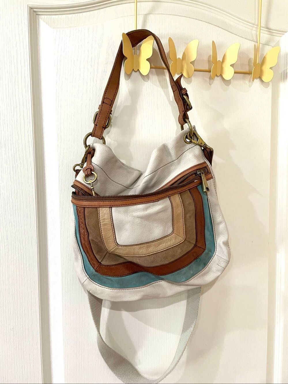 Fossil Patchwork Leather Crossbody Bag
